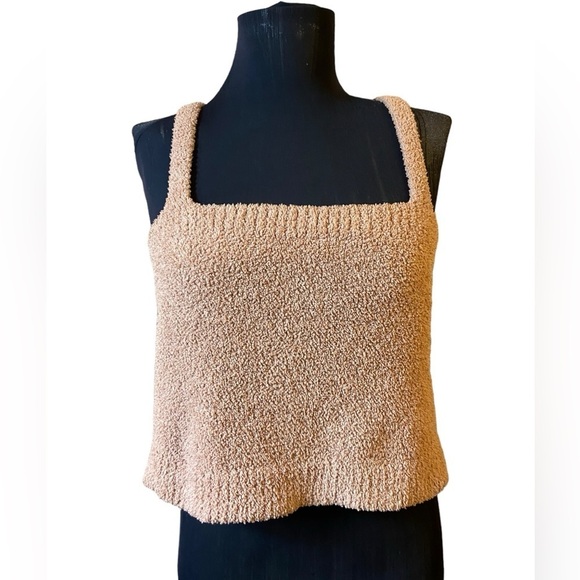 Forever 21 Peach Cream Fuzzy Cropped Sweater Tank Top 1X - Picture 4 of 9